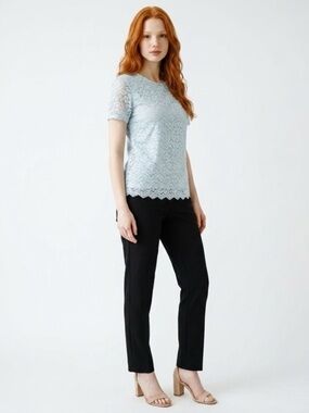 Light Blue Lace Short Sleeve Top TEDDY 🌹 ROSE SEVERAL SIZES!!